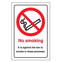 Click here for more details of the SIGN No Smoking (law) 200x300mm