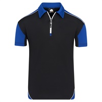 Click here for more details of the Black/Royal Fireback zip Polo Shirt - med