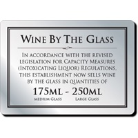 Click here for more details of the Wine By The Glass (175 - 250ml) Bar Sign –