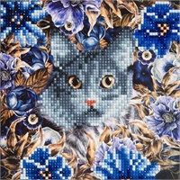 Click here for more details of the Crystal Art Cat and Flowers 18 x 18cm Card