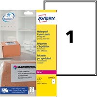 Click here for more details of the Avery Waterproof Paper Label 199.6x289.1mm