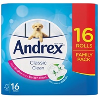Click here for more details of the Andrex Gentle Clean Toilet Rolls White x16