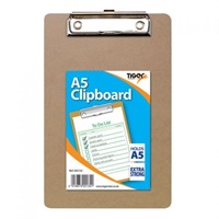 Click here for more details of the Tiger Masonite Hardboard Clipboard A5 Brow