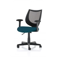 Click here for more details of the Camden Black Mesh Chair in Maringa Teal KC