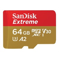 Click here for more details of the SanDisk Extreme 64GB MicroSDXC UHS-I Class