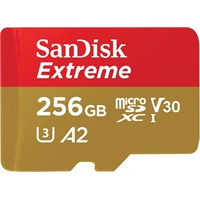 Click here for more details of the SanDisk 256GB Extreme Class 3 MicroSD Memo
