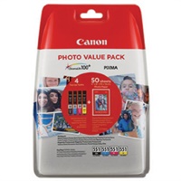 Click here for more details of the Canon CLI551 Black Cyan Magenta Yellow Sta