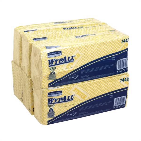 Click for a bigger picture.Wypall X50 Yellow Cleaning Cloths 6 x 50