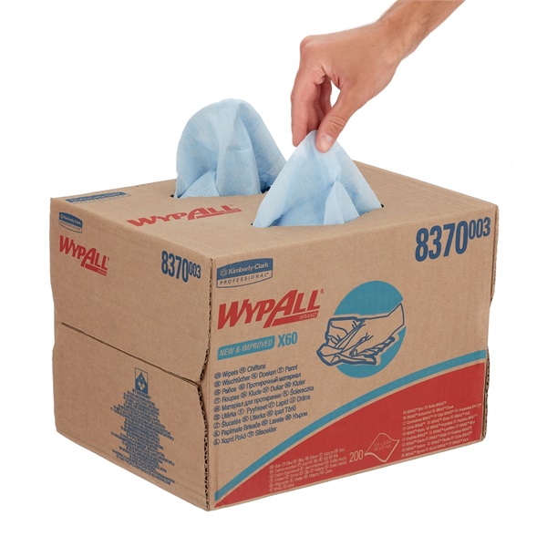 Click for a bigger picture.Wypall X60 Popup Box Blue Cleaning Cloths