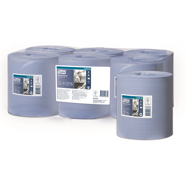 Click for a bigger picture.Blue Tork CENTERFEED Wiping Paper x6