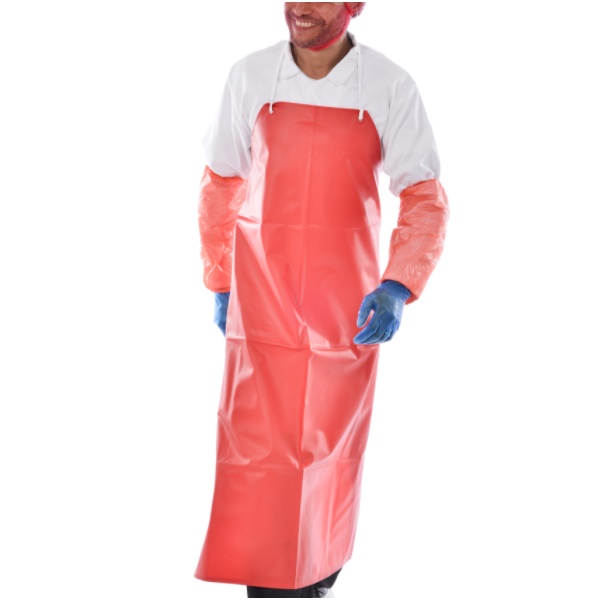 Click for a bigger picture.Red PVC APRON with plastic eyelets