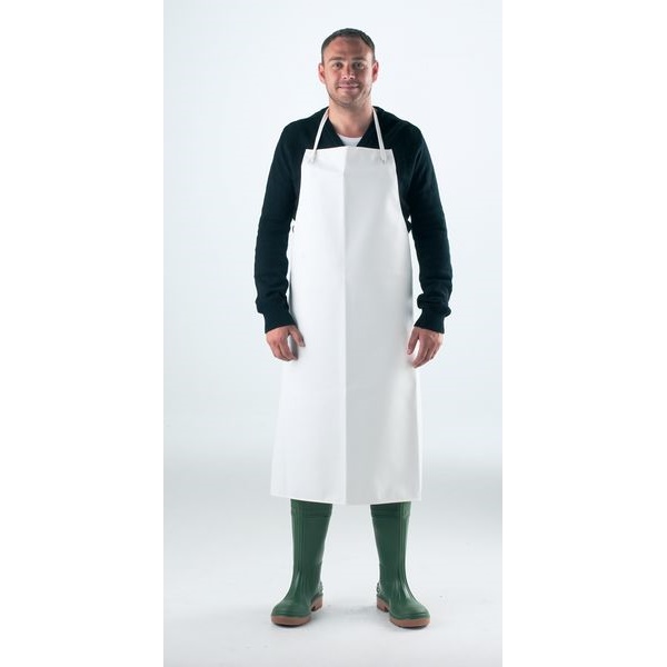 Click for a bigger picture.White PVC APRON with plastic eyelets