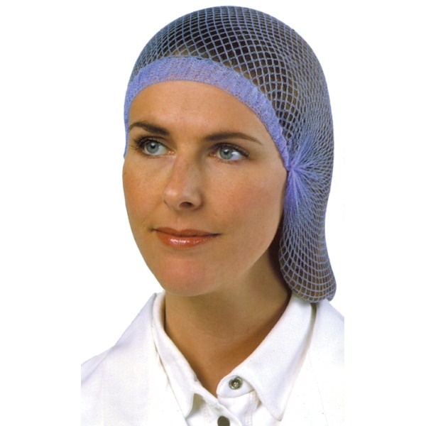 Click for a bigger picture.Metal Free HAIRNET -  blue x100 (balled)