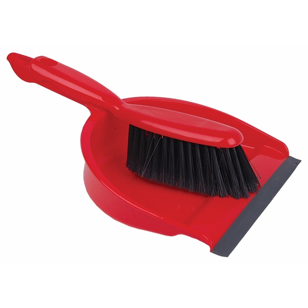 Click for a bigger picture.Red Economy Open DUSTPAN + Soft BRUSH