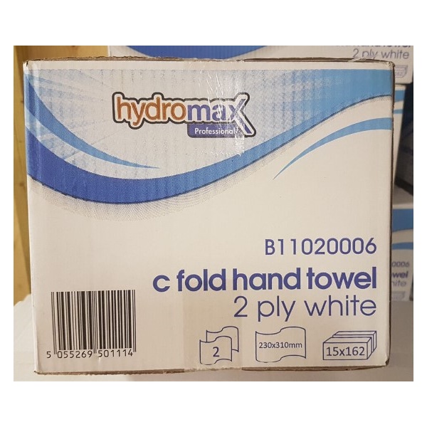 Click for a bigger picture.Hydromax C-FOLD White Hand Towel 2295