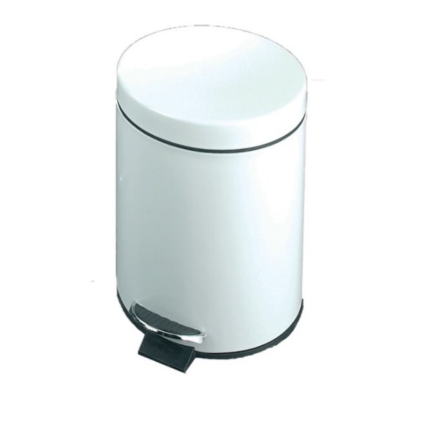 Click for a bigger picture.12lt White Steel PEDAL BIN