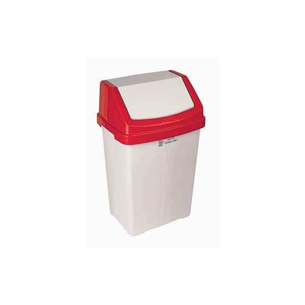 Click for a bigger picture.50lt SWING BIN white with red/white lid