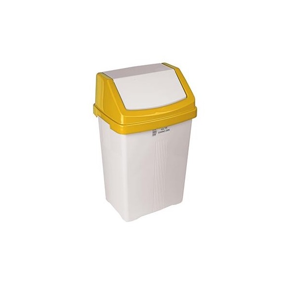 Click for a bigger picture.50lt SWING BIN white with yellow/white lid