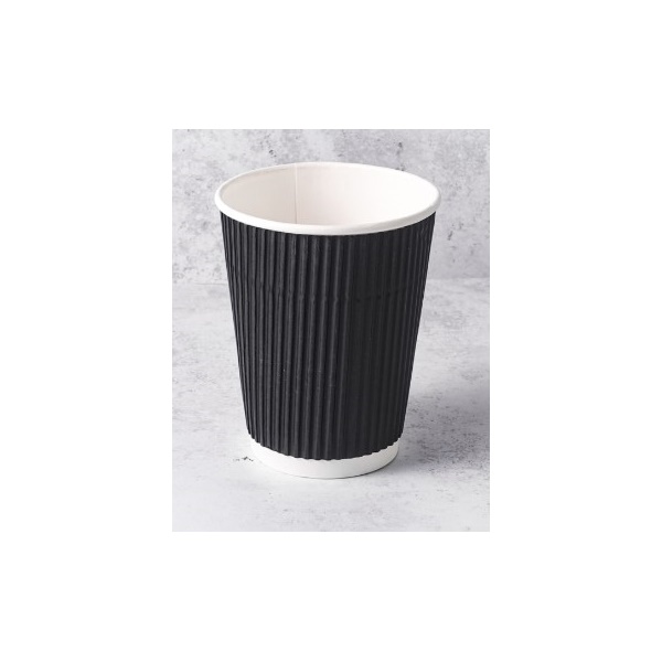 Click for a bigger picture.12OZ BLACK RIPPLE WALL COFFEE CUPS