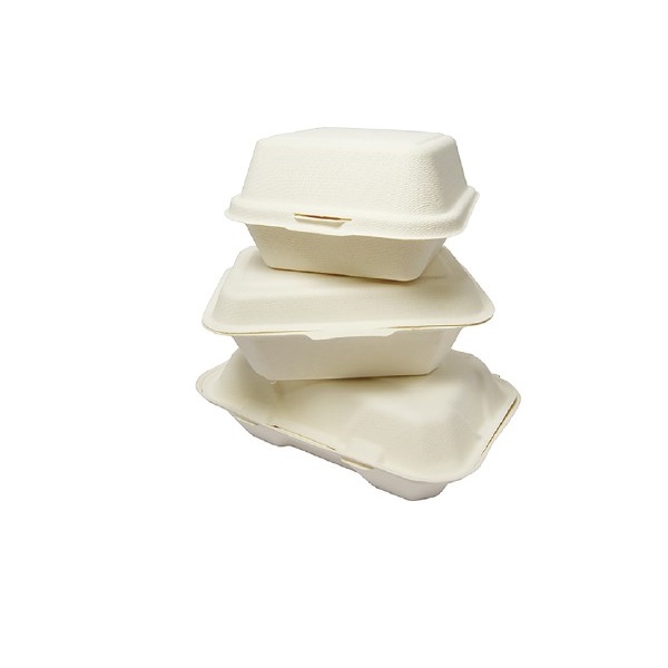 Click for a bigger picture.BHB6 BAGASSE WHITE CLAMSHELL BOXES (6 X 6