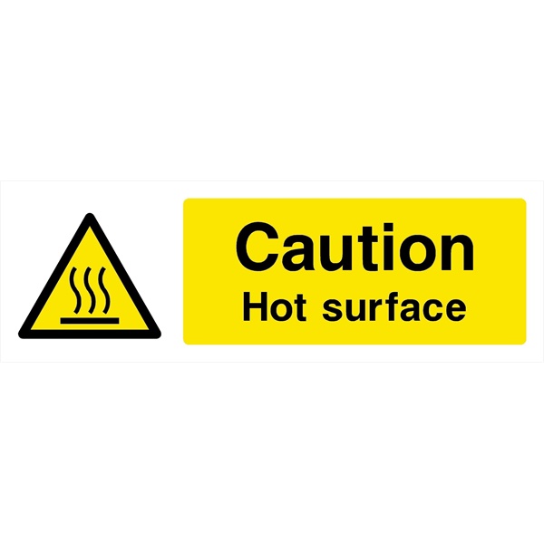 Click for a bigger picture.SIGN Caution Hot surface 300x 100mm Rigid
