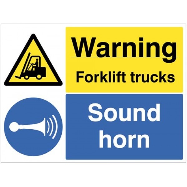 Click for a bigger picture.SIGN Fork Truck/Sound Horn 600x450mm Rigid