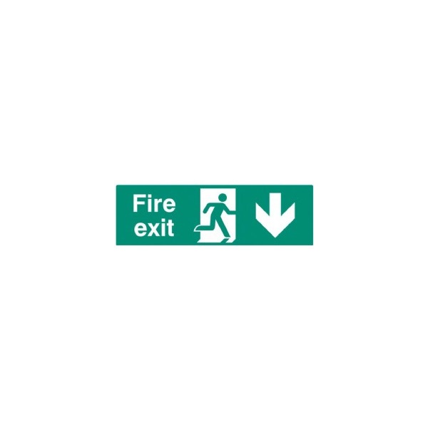 Click for a bigger picture.SIGN Fire Exit down 300x100mm Vinyl