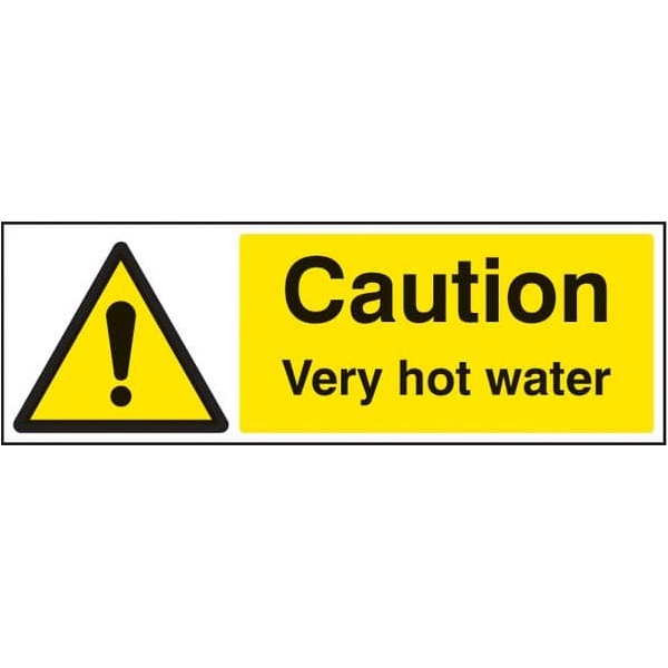 Click for a bigger picture.SIGN Caution V Hot Water 300x100mm Vinyl
