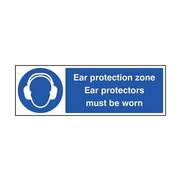 Click for a bigger picture.SIGN Ear Protection Zone 600x 200mm SAV