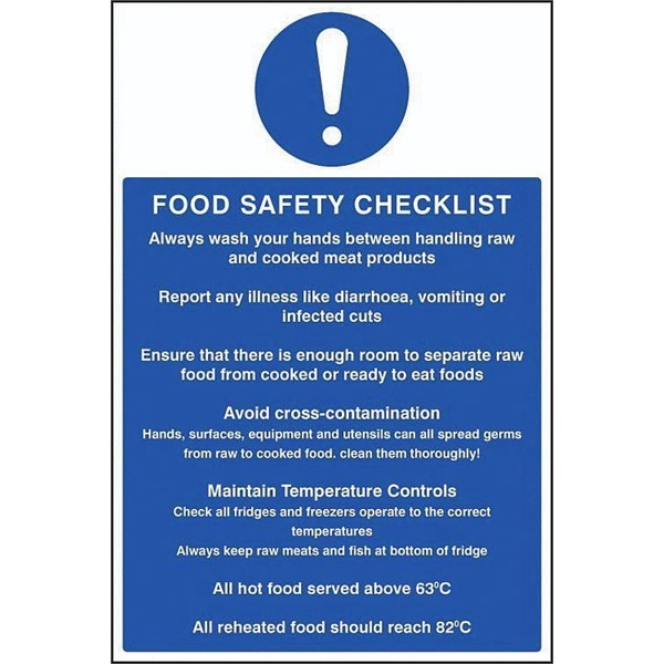 Click for a bigger picture.SIGN Food Safety Check 600x 400mm Vinyl