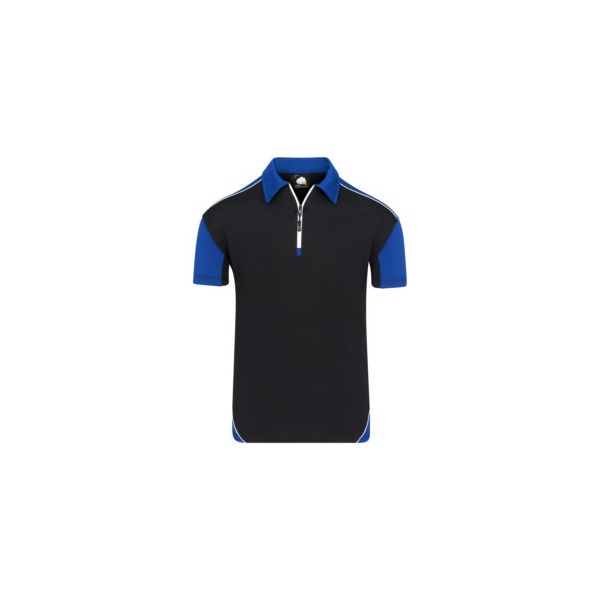 Click for a bigger picture.Black/Royal Fireback zip Polo Shirt - sm