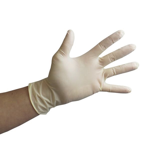 Click for a bigger picture.White PF LATEX glove medium x 100