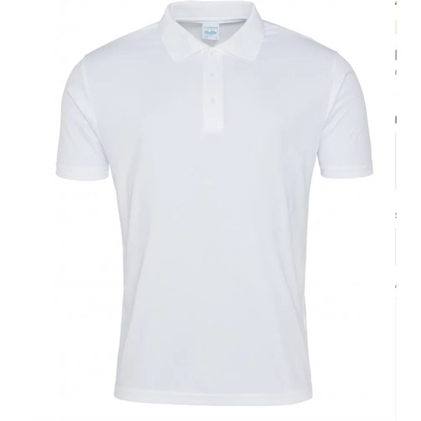 Click for a bigger picture.White Smooth Polo JUST COOL BY AWDIS- lg