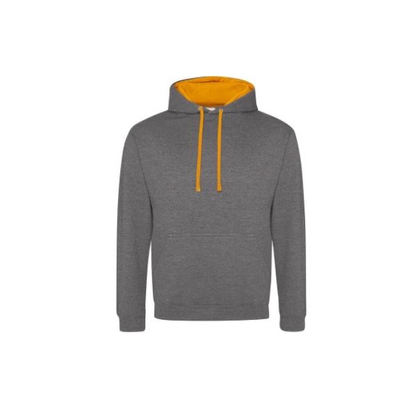 Click for a bigger picture.Charcoal/Orange Varsity HOODIE large
