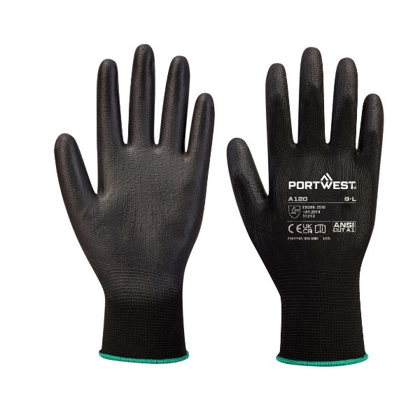 Click for a bigger picture.Black PU Palm GLOVE (6/extra small) x12