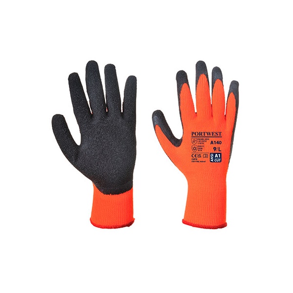 Click for a bigger picture.Orange THERMAL GRIP Latex Glove lg (9) x12