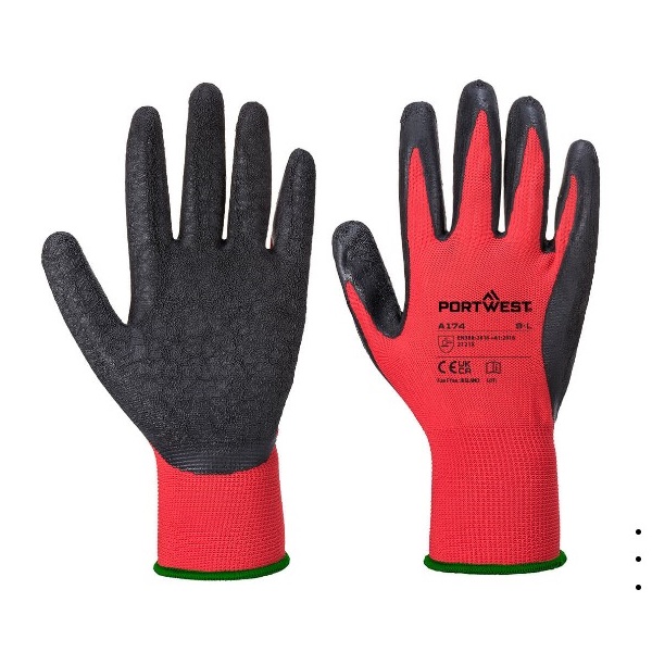Click for a bigger picture.Red/Black Flex Grip Latex Glove  (7) small
