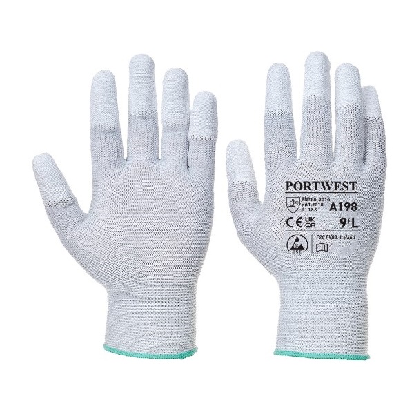 Click for a bigger picture.Grey Antistatic PU Fingertip Glove Med x12