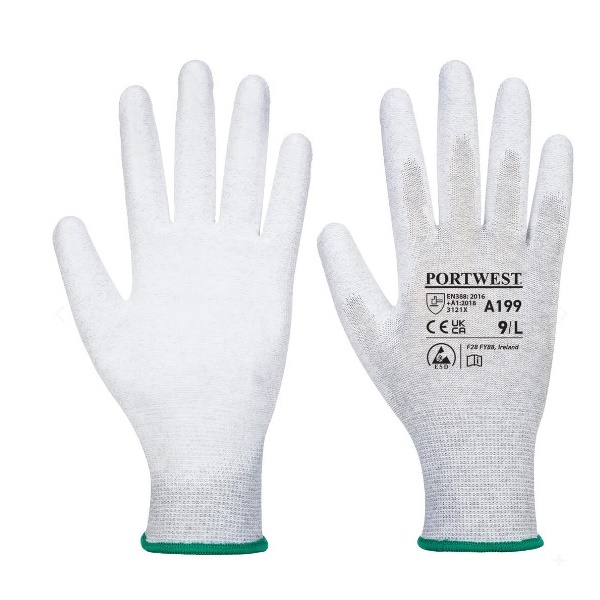 Click for a bigger picture.Grey Antistatic PU Palm Glove Medium  x12