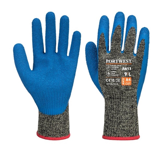 Click for a bigger picture.Black/Blue Aramid HR Cut Latex Glove - xlg