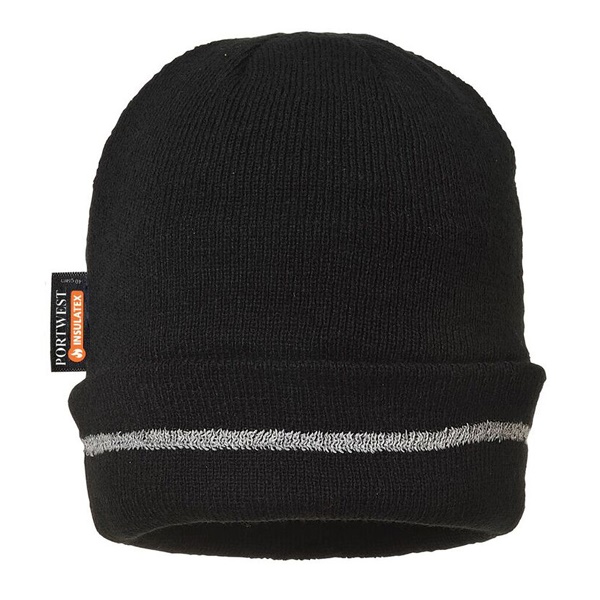 Click for a bigger picture.Black Reflective INSULATED CAP [Beanie]