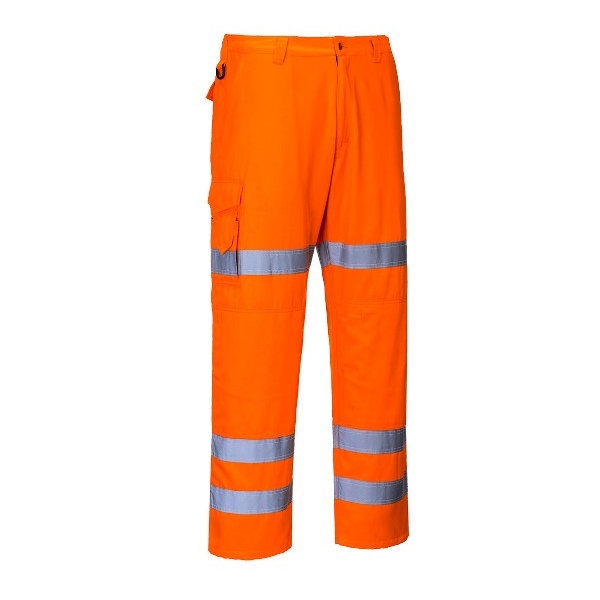 Click for a bigger picture.Orange Hi-Vis Three Band Work Trousers 3xl