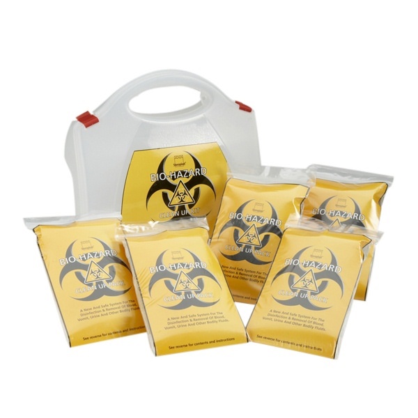Click for a bigger picture.Biohazard Clean Up Kit - 5 applications
