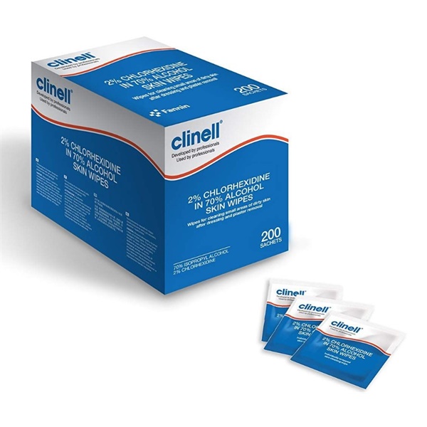 Click for a bigger picture.Clinell 2% Chlorhexidine with Alcohol Sach