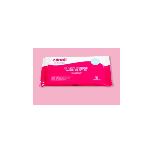 Click for a bigger picture.Clinell 2% Chlorhexidine Wash Cloths