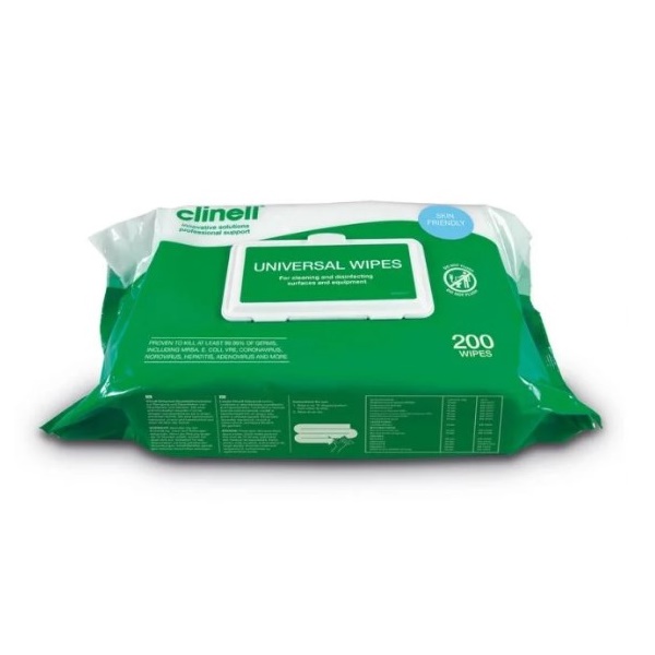 Click for a bigger picture.Clinell Universal Wipes 6 x 200