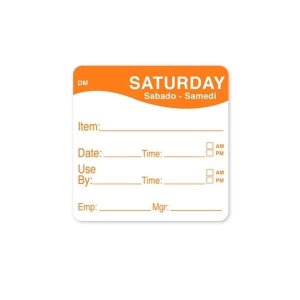 Click for a bigger picture.DissolveMark™ 51mm Square Day Labels