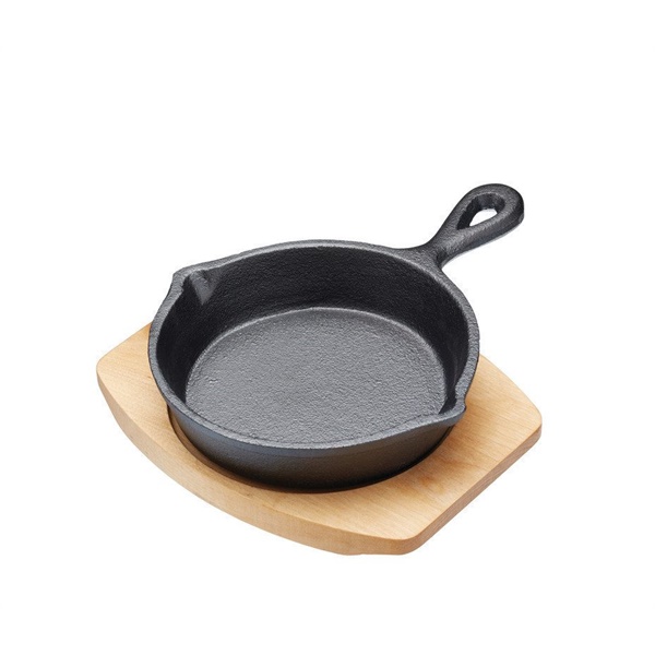Click for a bigger picture.Cast Iron Mini Frying Pan Includes wooden