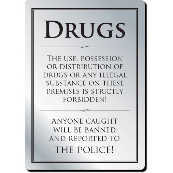 Click for a bigger picture.Drugs Bar Sign – Aluminium (29.7 X 21cm)