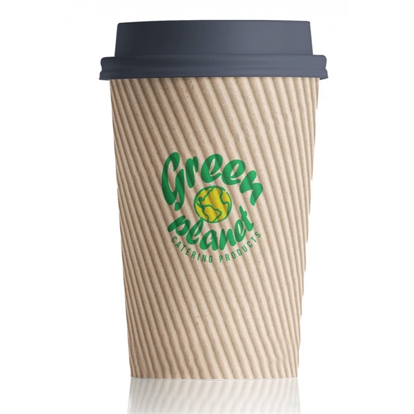 Click for a bigger picture.Triple Wall Kraft Cup Green Planet Branded